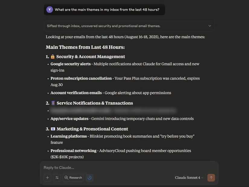 Picture 4 of How to use Claude's Connectors feature to summarize emails.
