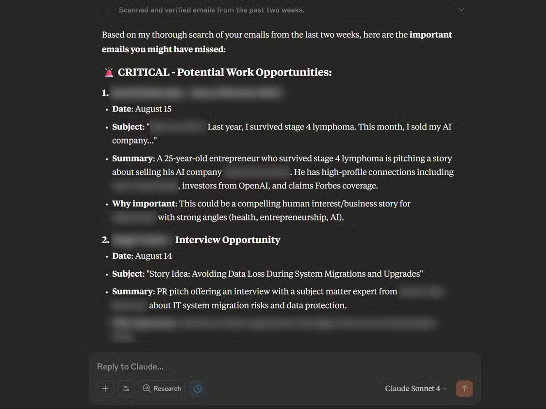 Picture 6 of How to use Claude's Connectors feature to summarize emails.