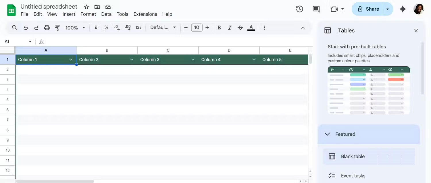 How to Use Google Sheets' Pre-Built Tables Feature to Organize and Analyze Data Picture 1