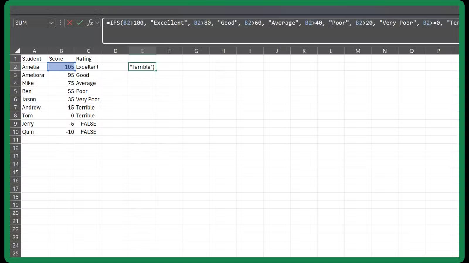 How to use IFS and LET functions instead of nested IF statements in Excel Picture 3