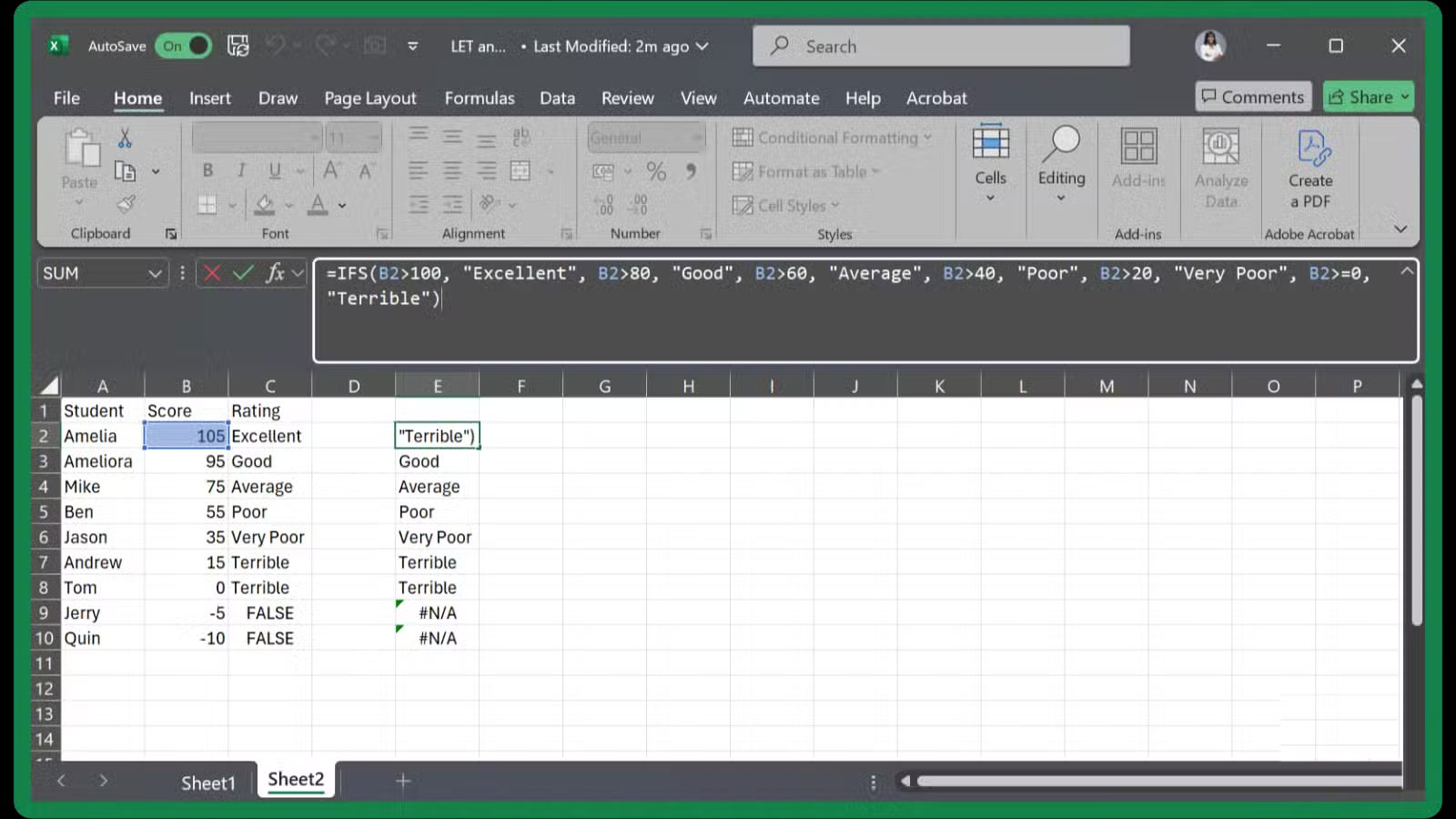 How to use IFS and LET functions instead of nested IF statements in Excel Picture 5