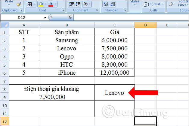 Picture 3 of How to use the LOOKUP function in Excel - Data search function