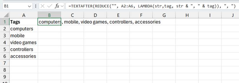 How to use the REDUCE function in Excel Picture 2