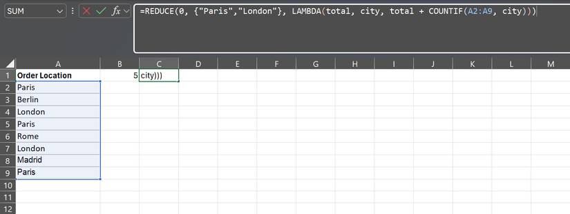 How to use the REDUCE function in Excel Picture 3