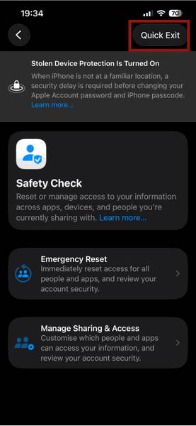 How to use the Safety Check feature to prevent others from tracking you. Picture 7