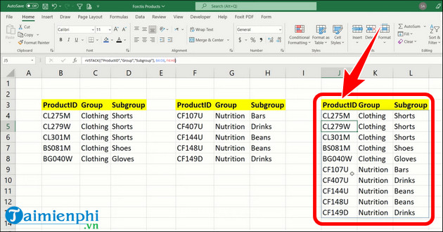 Picture 3 of How to use the VSTACK and HSTACK functions in Excel