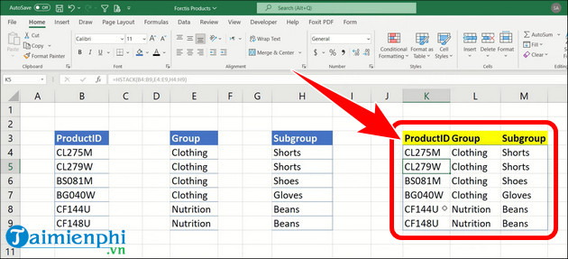 Picture 5 of How to use the VSTACK and HSTACK functions in Excel