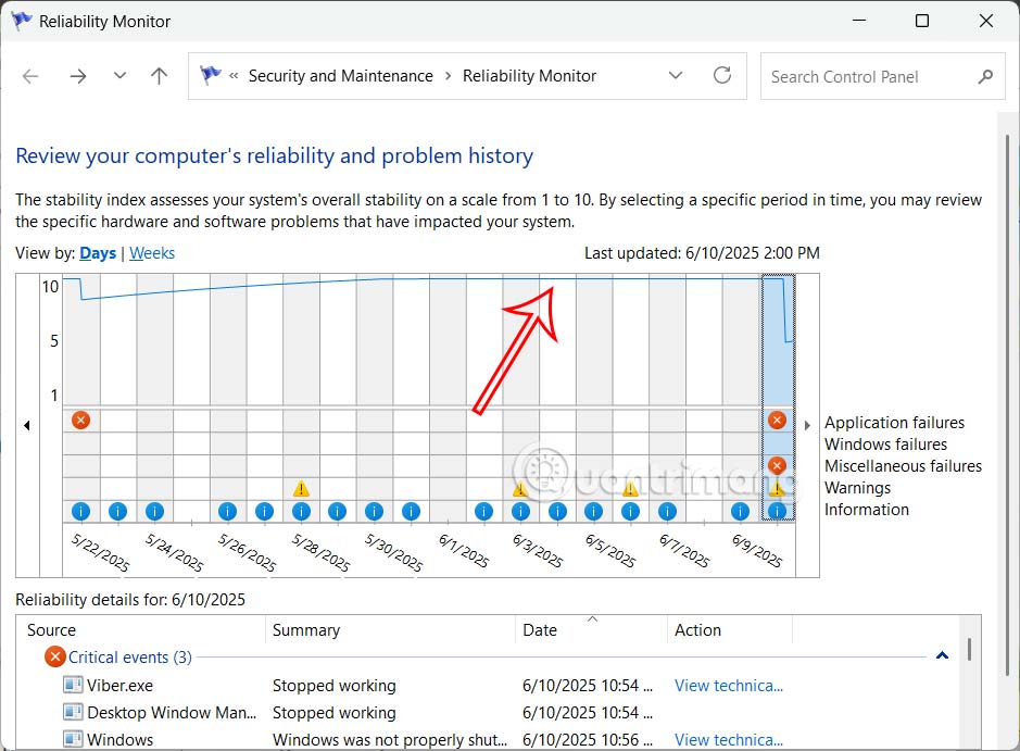 How to use Windows Reliability Monitor to check Windows health Picture 4