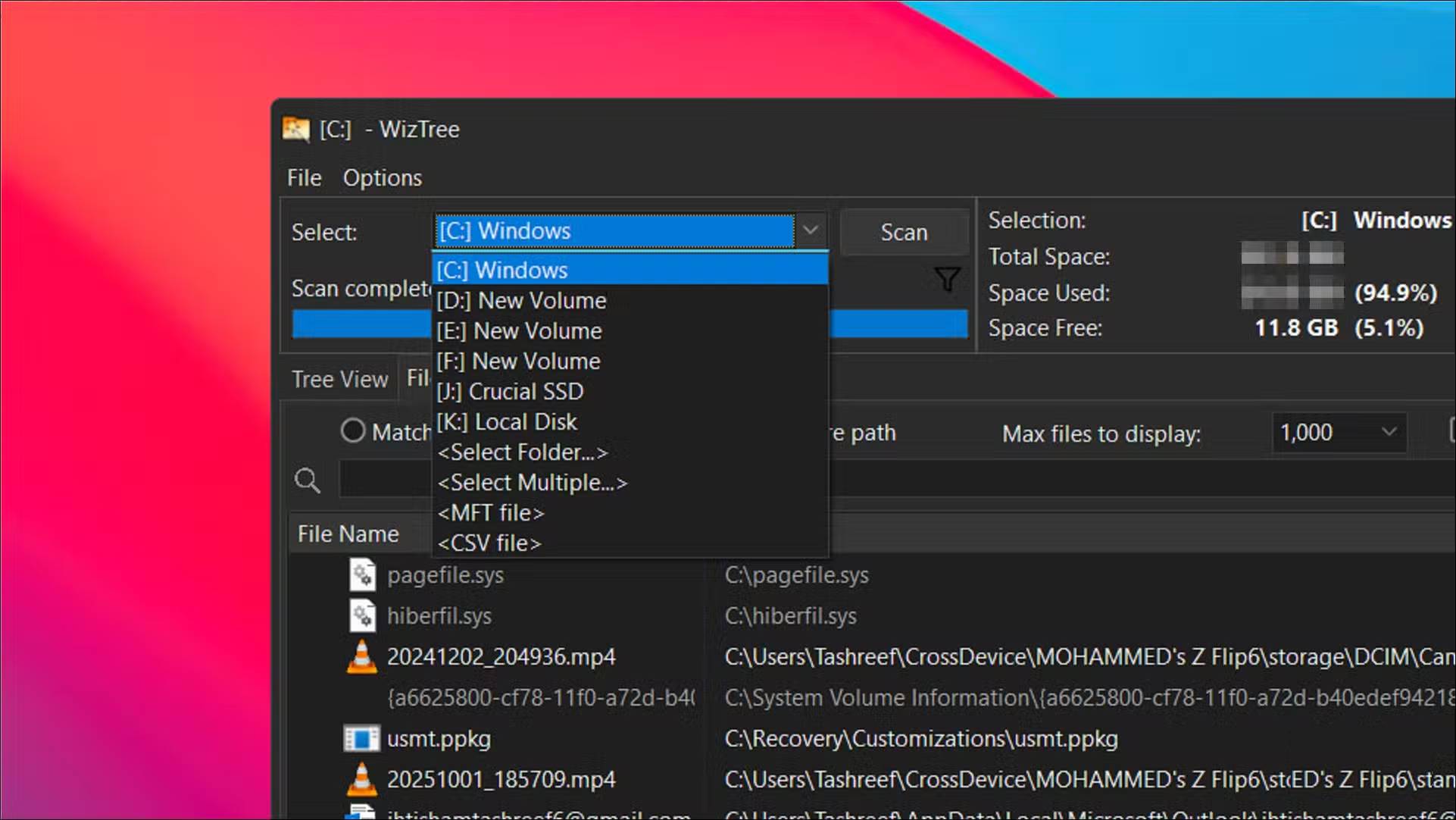 How to use WizTree to clean up 200GB of hidden junk files Picture 3