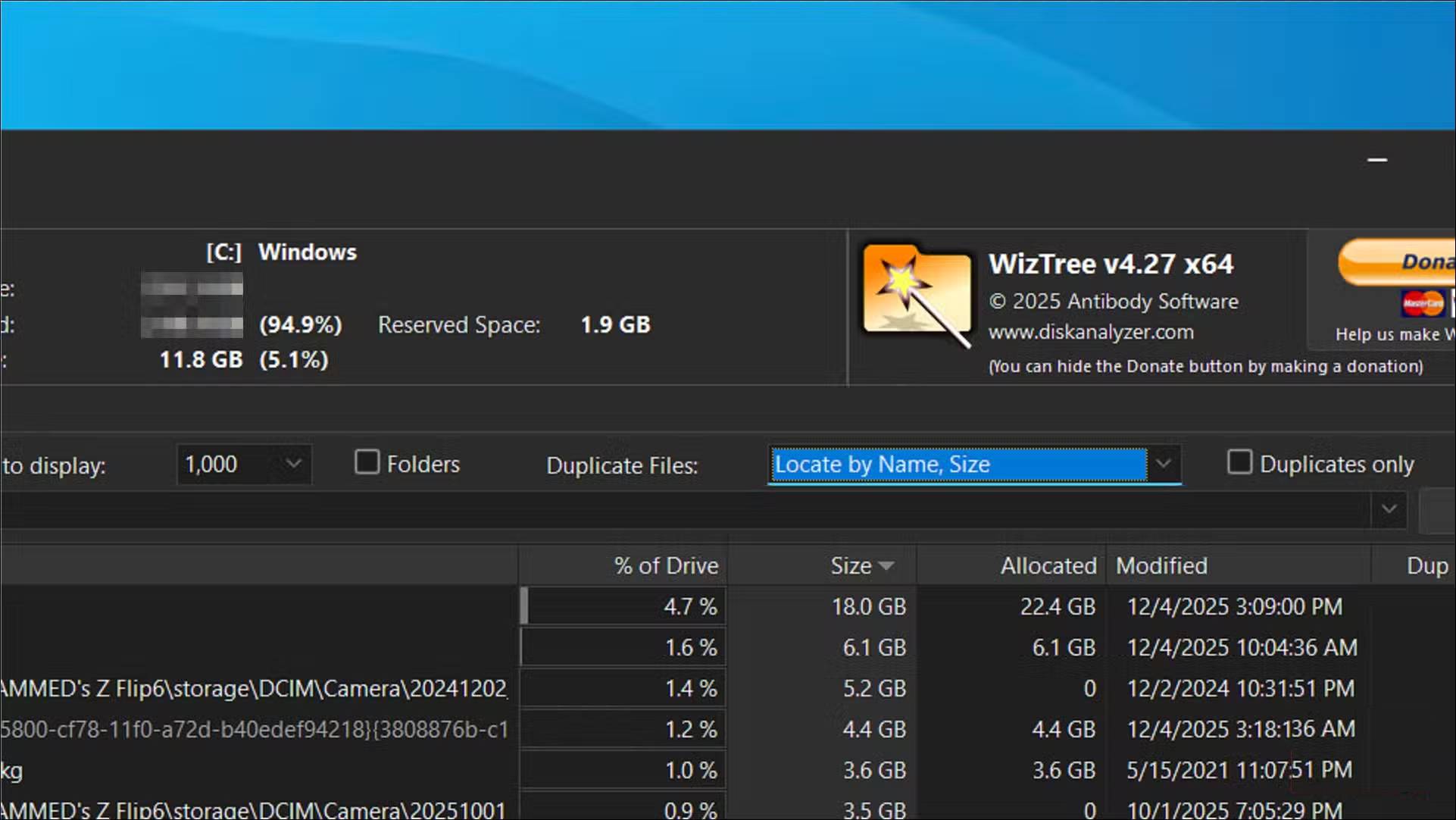 How to use WizTree to clean up 200GB of hidden junk files Picture 4