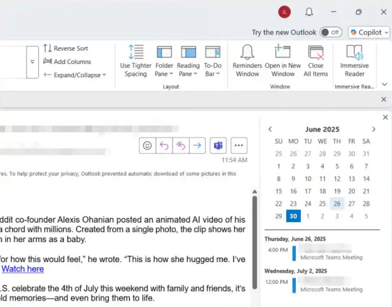 How to View Email and Calendar at the Same Time in Outlook Picture 3