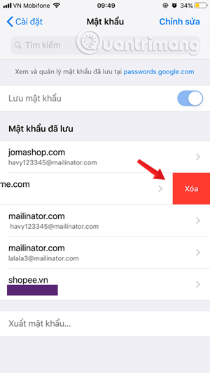 Picture 15 of How to view and quickly delete saved passwords on Chrome.