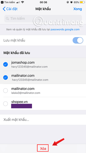 Picture 16 of How to view and quickly delete saved passwords on Chrome.