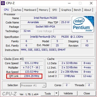 Picture 6 of How to view the RAM, motherboard, and CPU bus speeds on your computer or laptop using CPU-Z.