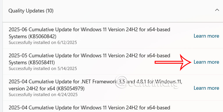 How to view update history on Windows 11 Picture 4