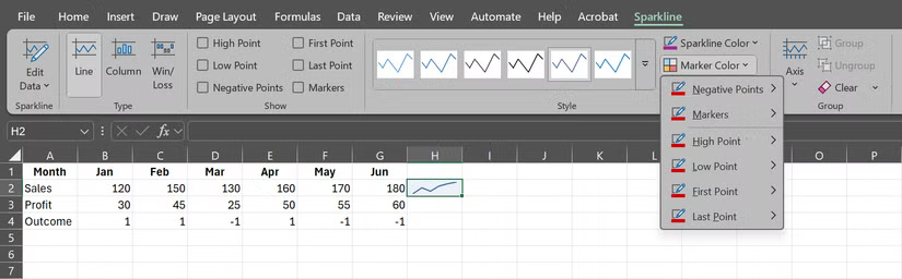 How to visualize a trend in an Excel cell Picture 5