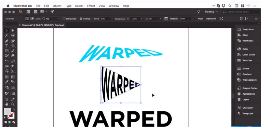 Picture 10 of How to Warp, bend text in Adobe Illustrator