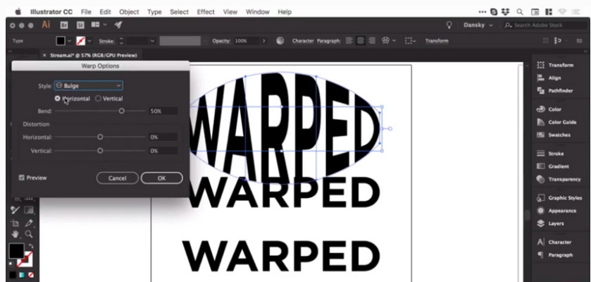 Picture 3 of How to Warp, bend text in Adobe Illustrator