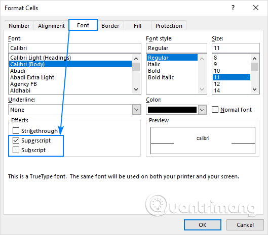 How to write exponents in Excel, write upper and lower indices in Excel Picture 2