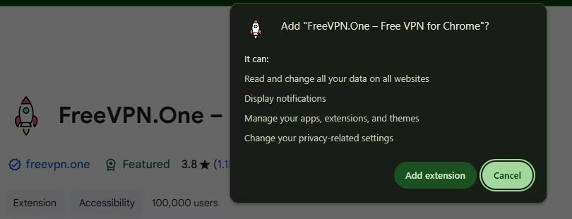 If you have the FreeVPN Chrome extension installed, you are in trouble! Picture 4