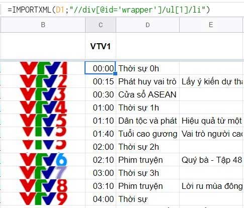 IMPORTXML function: Automatically retrieves data from a Google Sheets table. Picture 5