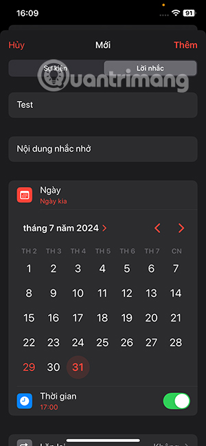 Instructions for adding reminders to iPhone Calendar Picture 5