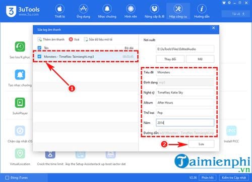Instructions for changing and editing music file information using 3uTools Picture 4