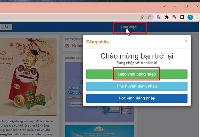 Picture 1 of Instructions on how to change student information on VnEdu