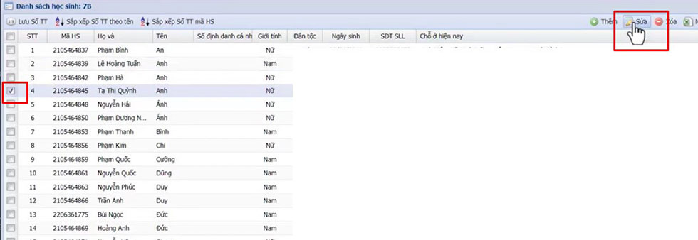 Picture 5 of Instructions on how to change student information on VnEdu