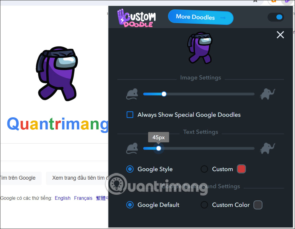 Instructions for changing the Google logo on the New Tab page Picture 7