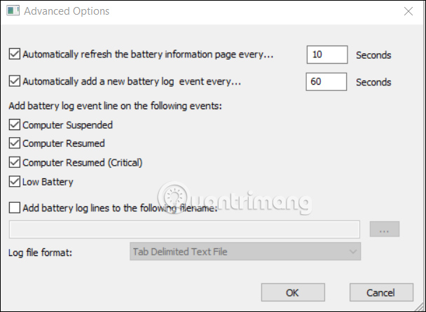 Instructions for checking laptop battery health using BatteryInfoView