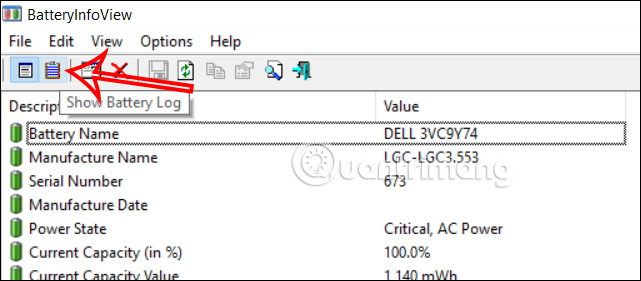 Instructions for checking laptop battery health using BatteryInfoView Picture 6