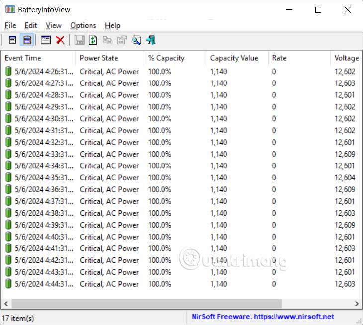 Instructions for checking laptop battery health using BatteryInfoView Picture 7