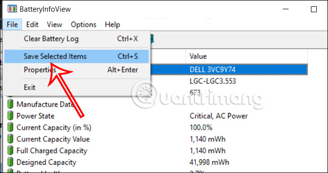 Instructions for checking laptop battery health using BatteryInfoView Picture 8
