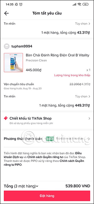 Instructions for checking shopping cart on TikTok Shop Picture 10