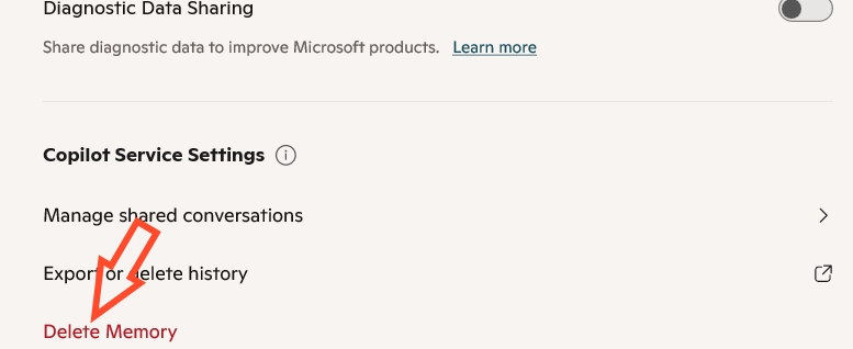 Instructions on how to clear Copilot memory on your computer. Picture 3