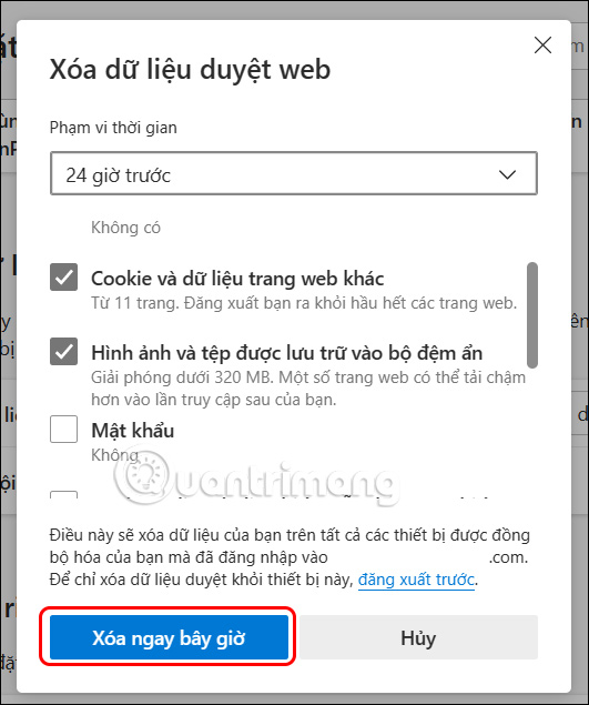 Instructions for clearing Microsoft Edge browser cache Picture 4