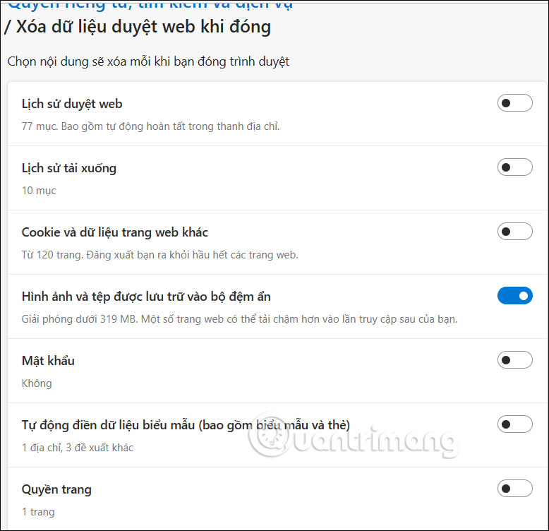 Instructions for clearing Microsoft Edge browser cache Picture 5