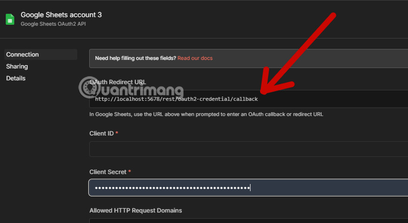 Instructions for creating a Client ID and Client Secret in Google Sheets Picture 16