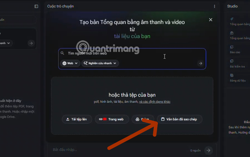 Picture 2 of Instructions on creating a new notebook in NotebookLM by pasting copied text.