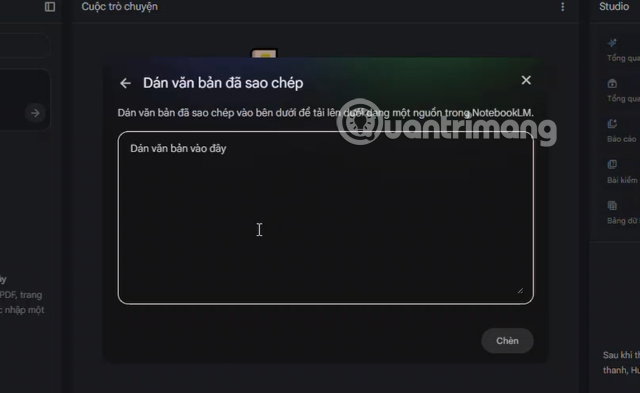 Picture 3 of Instructions on creating a new notebook in NotebookLM by pasting copied text.