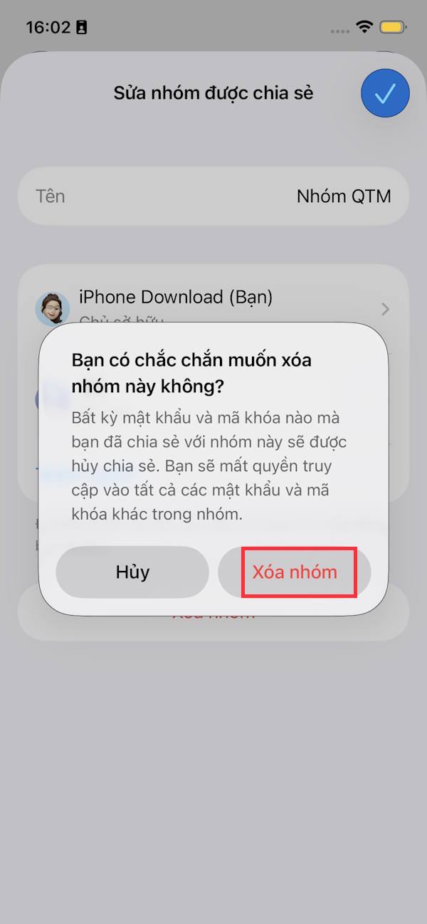 Instructions for creating a password sharing group on iPhone Picture 14