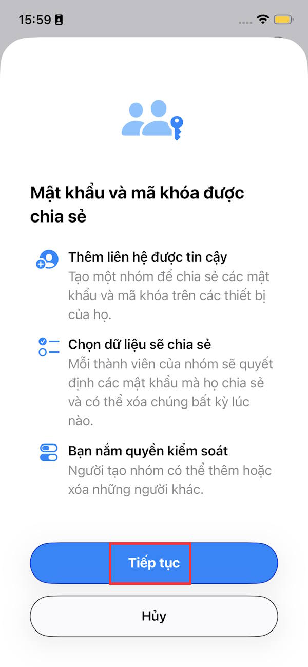 Instructions for creating a password sharing group on iPhone Picture 2