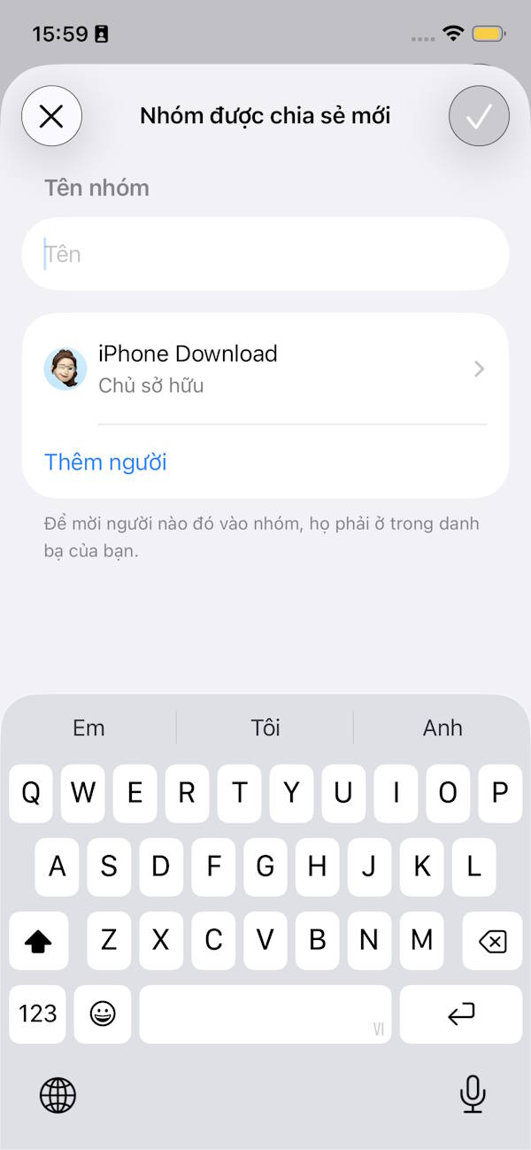 Instructions for creating a password sharing group on iPhone Picture 3
