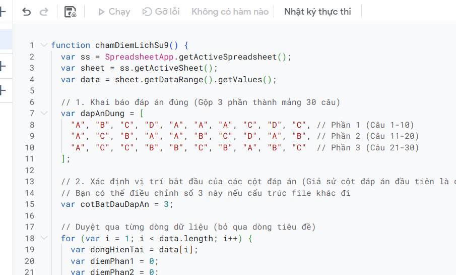 Instructions on creating automated exam scoring sheets using Gemini Picture 11