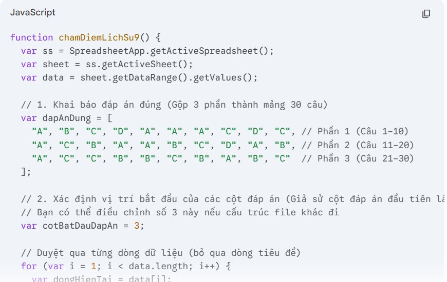Instructions on creating automated exam scoring sheets using Gemini Picture 9