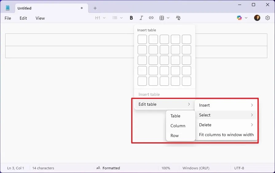 Instructions for creating tables in Notepad Picture 3