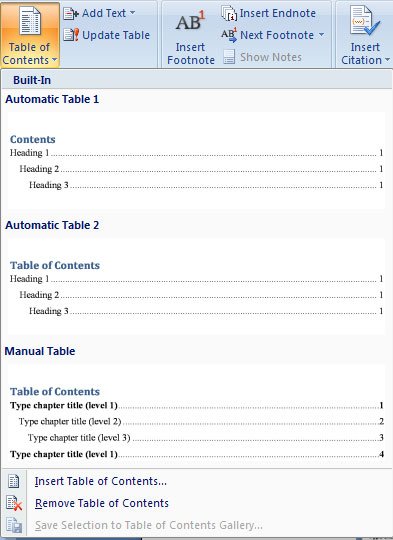 Instructions for creating a table of contents in word 2007 and above and word 2003 fastest Picture 3
