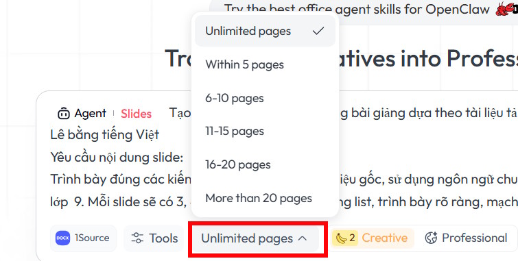 Instructions on creating and editing slides directly in Skywork AI. Picture 5