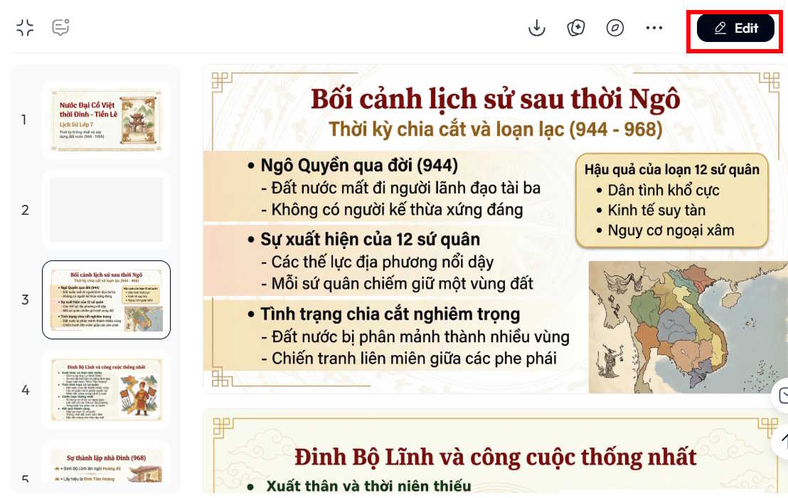 Instructions on creating and editing slides directly in Skywork AI. Picture 6